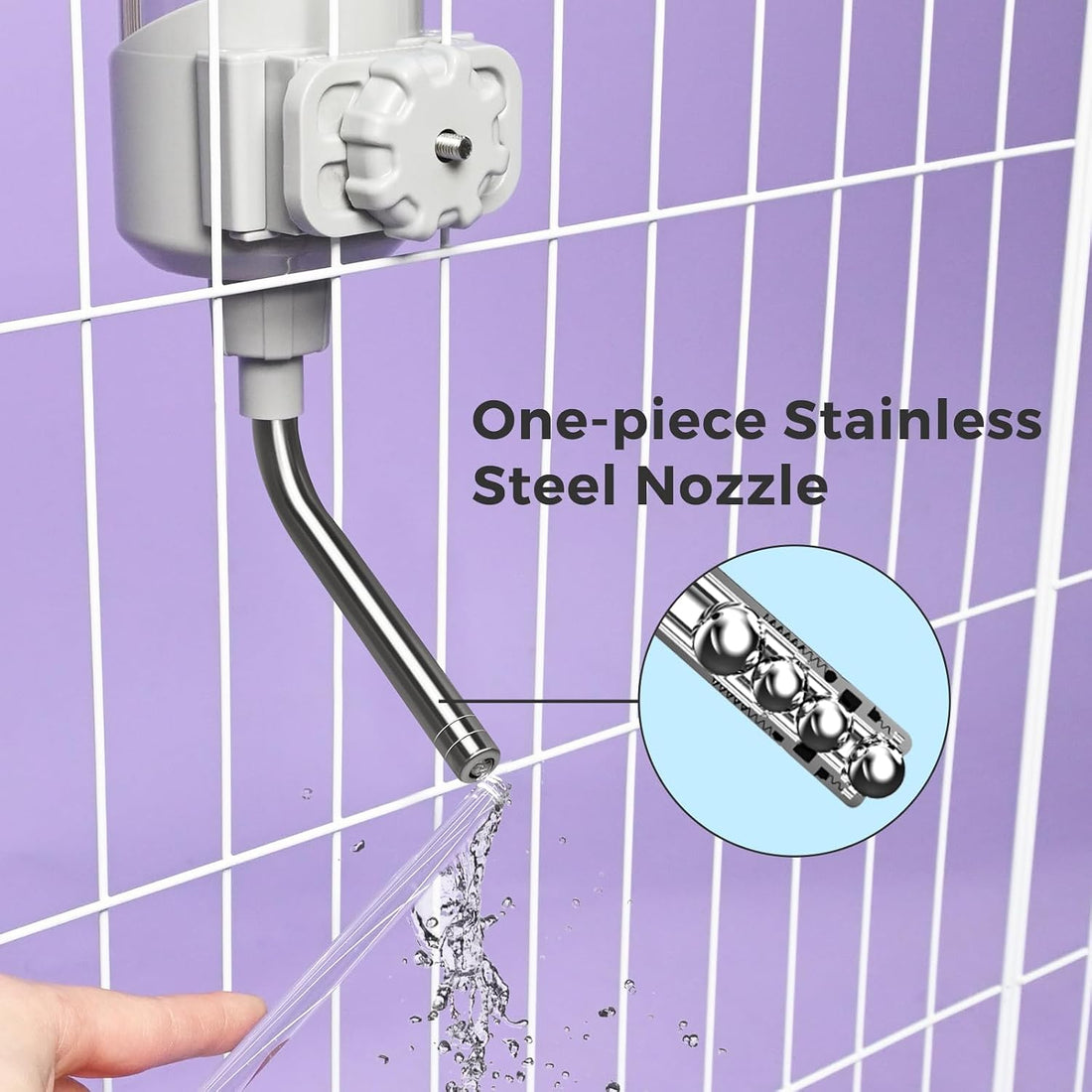 VANNON Hanging Water Bottle for Cage, 23oz Pet Water Dispenser, Grey