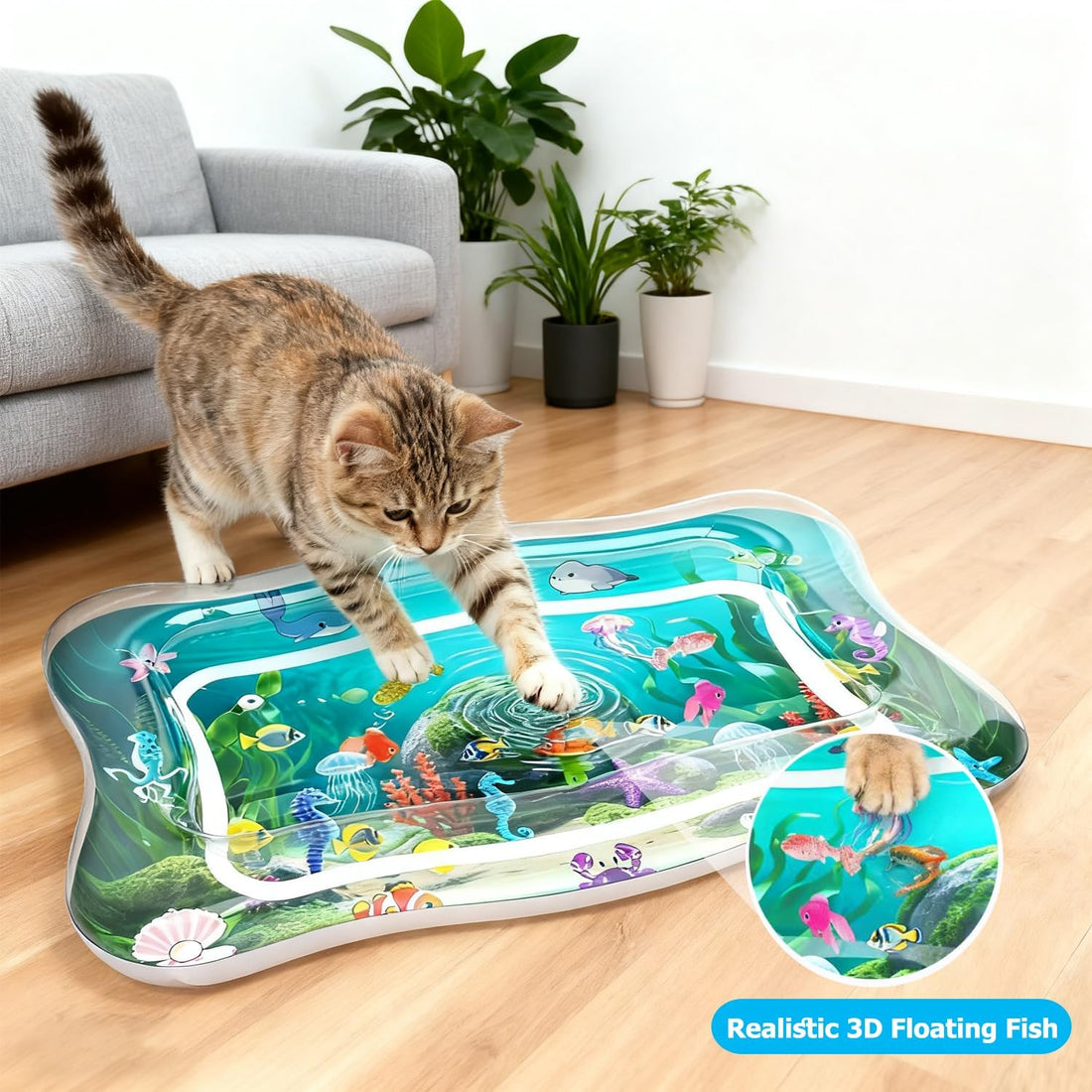 Interactive Cat Toy for Indoor Cats, Upgraded Cat Water Mat
