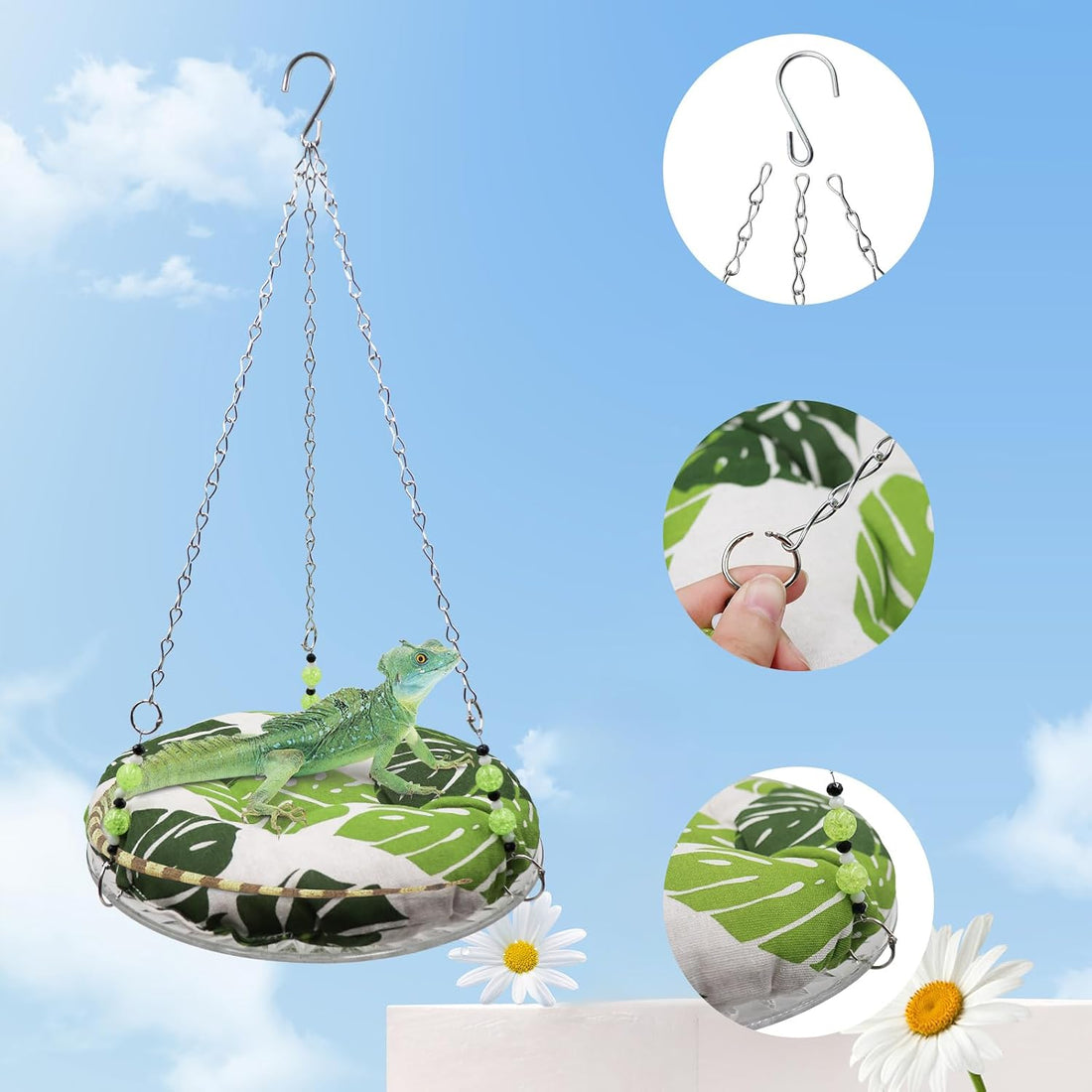 11.8in Reptile Bed,Reptile Hammock Swing Hanging Bed, Lizard Swing Toy