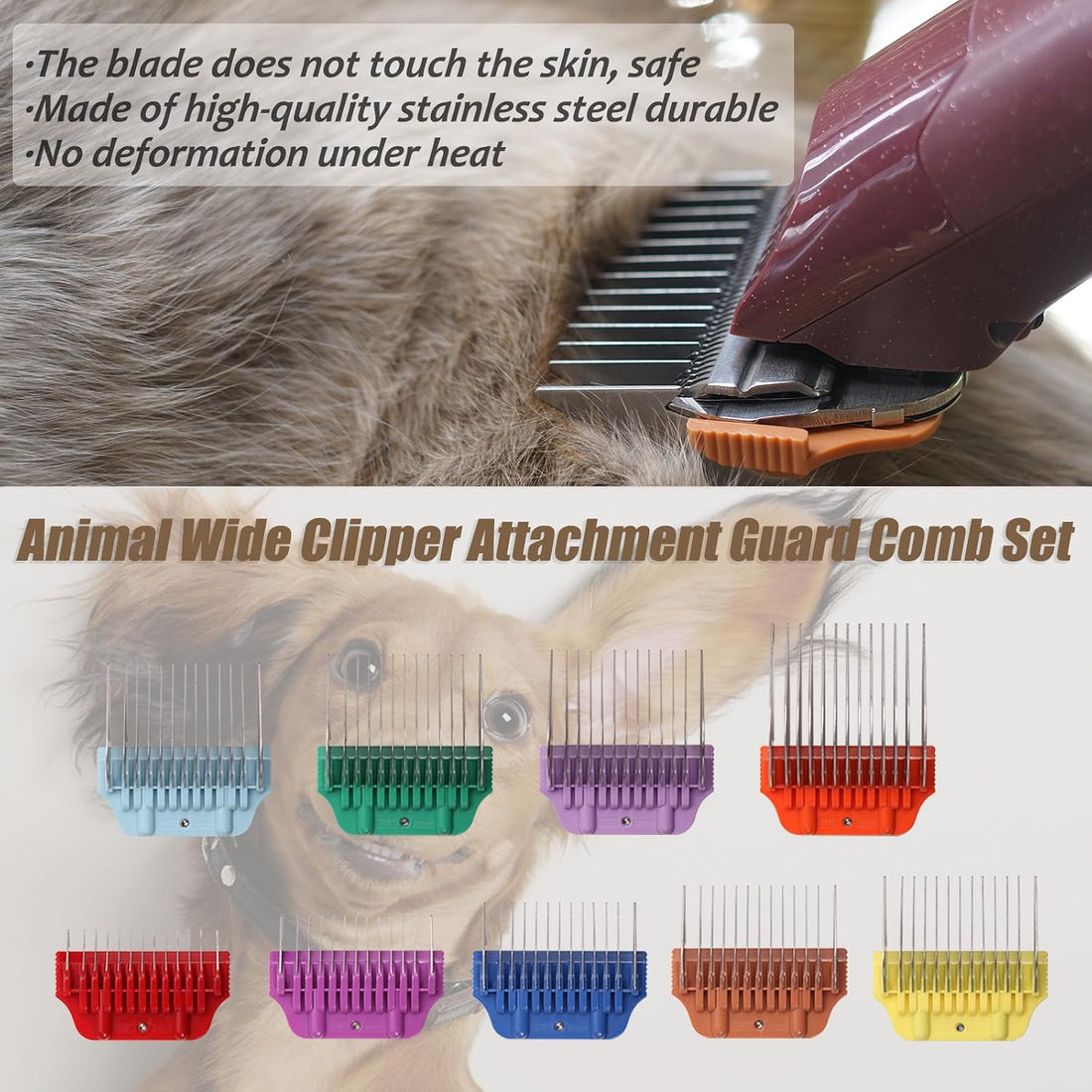 Dog Animal Stainless Steel Wide Clipper Attachment Guard Comb Set