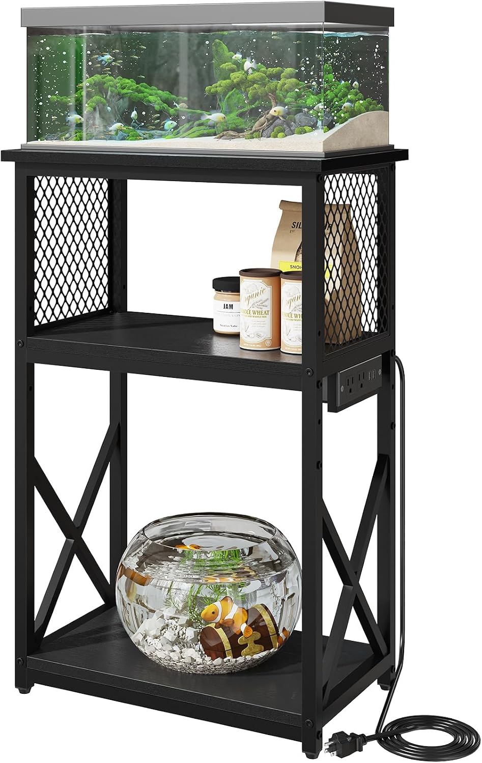 HavenlyYouth 10 Gallon Fish Tank Stand with Power Outlet