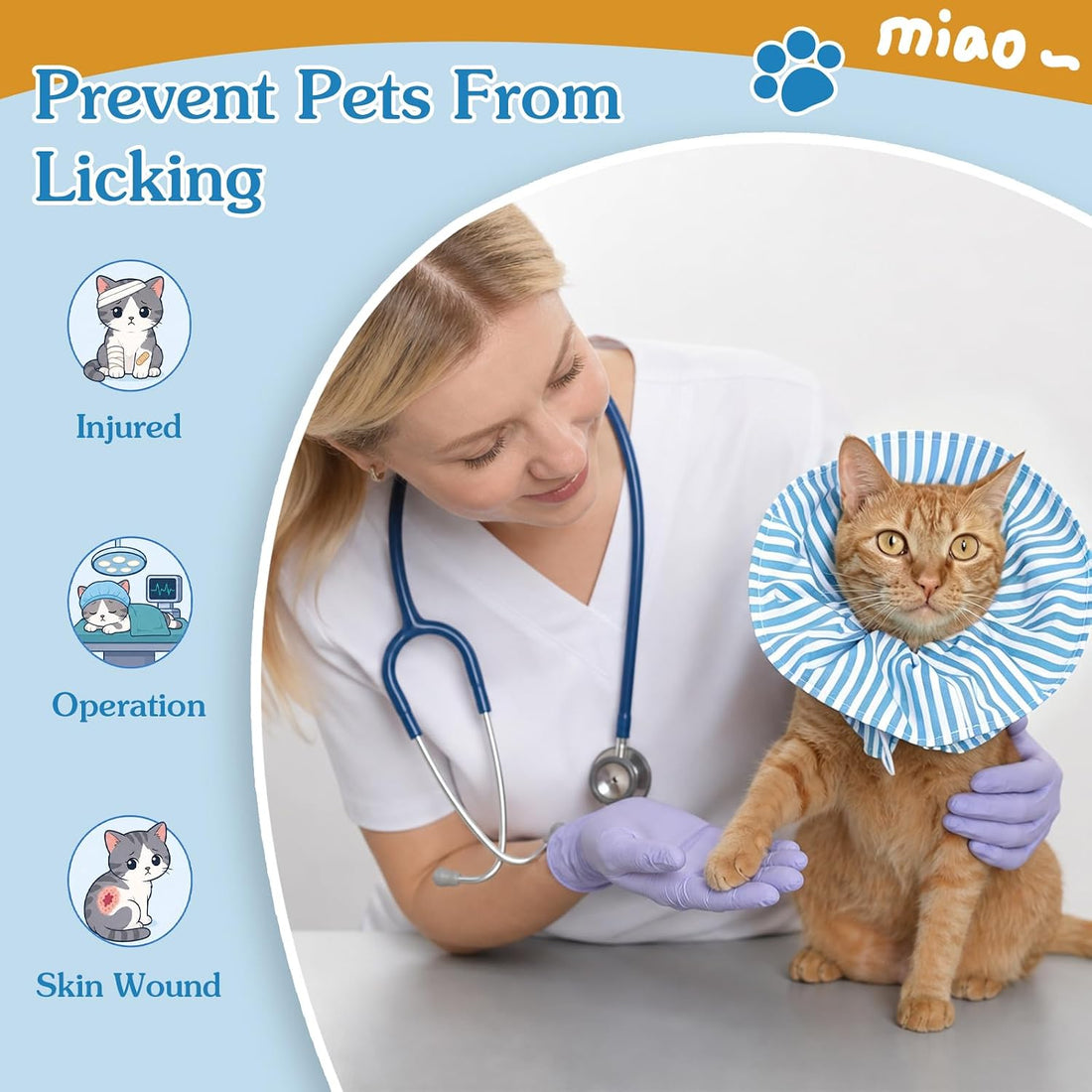 Cat Cone Collar Soft Recovery Collar Adjustable Surgery Cone