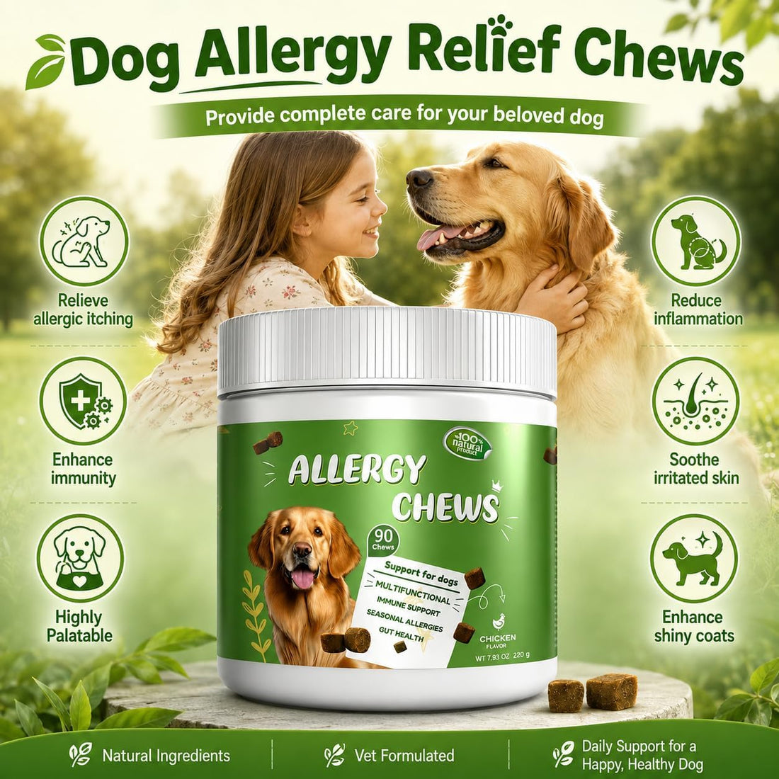 Organnact Dog Allergy Chews Itch Relief Probiotics