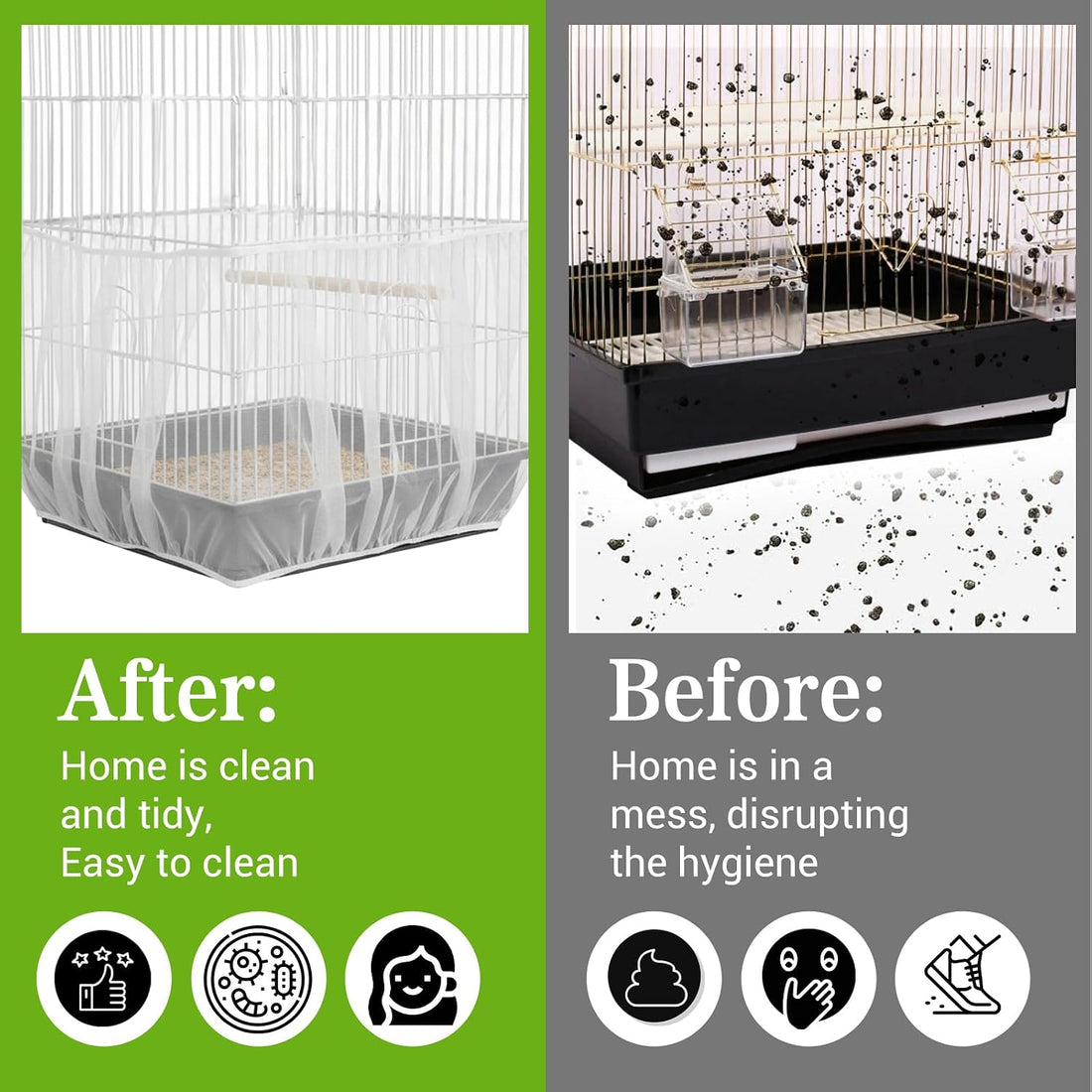 2 Pcs Seed Catcher for Bird Cage,Bird Cage Netting Seed Catcher