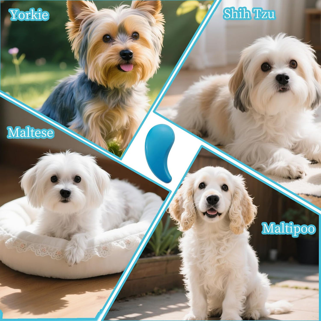 Comma-Shaped Small Dog Brush, Puppy Essentials