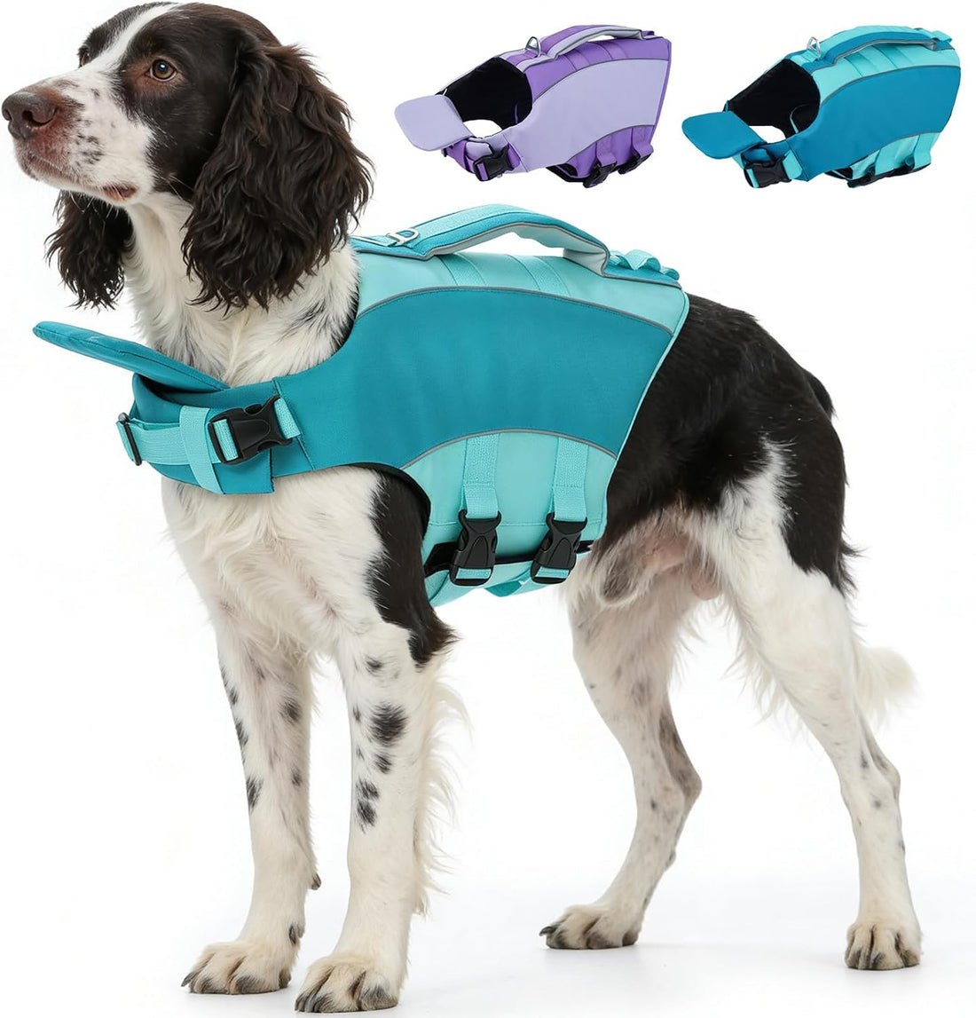 Kuoser Dog Life Jacket with Shark Fin, Ripstop Durable, Pink 2XL