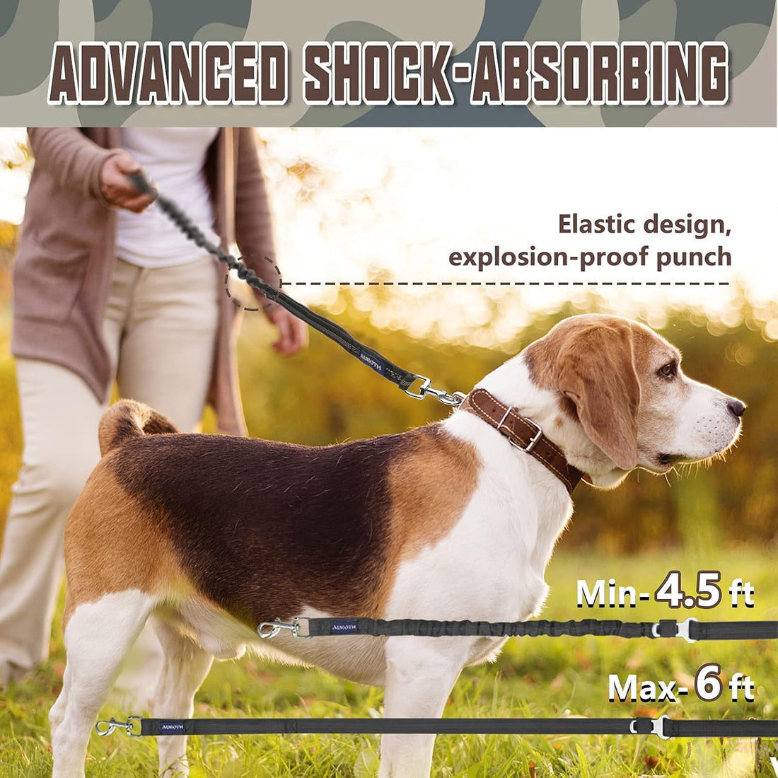 AUROTH Heavy Duty Bungee Dog Leash for Shock Absorption