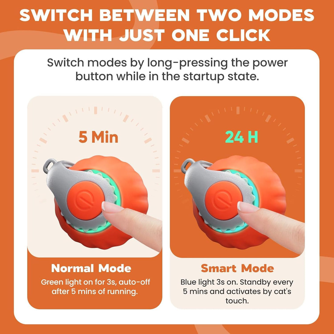 Interactive Cat Toy, 2-Speed Auto Ball, USB-C Rechargeable