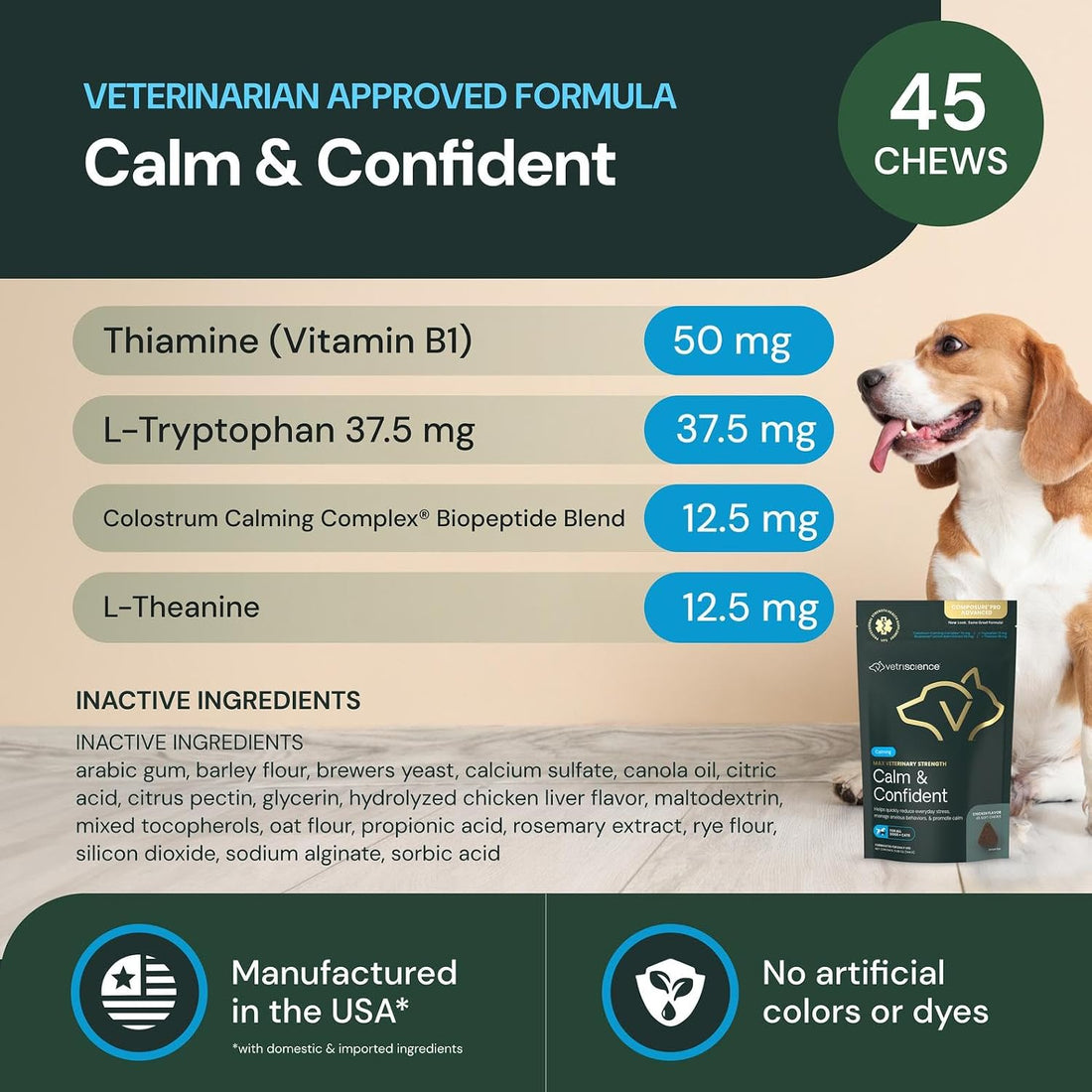 VetriScience Veterinary Strength Calm & Confident Chews, 45 Count