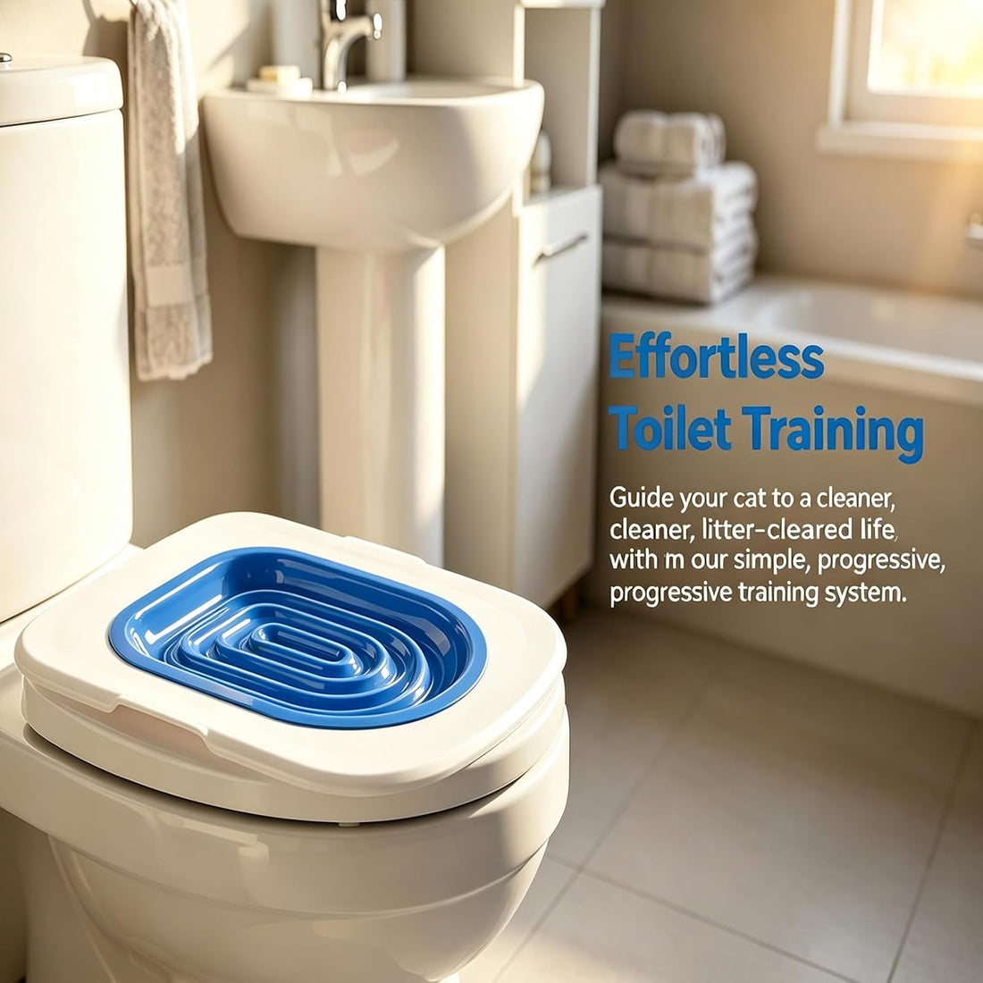 Cat Toilet Trainer Kit, Universal Cat Toilet Training Systems, Blue