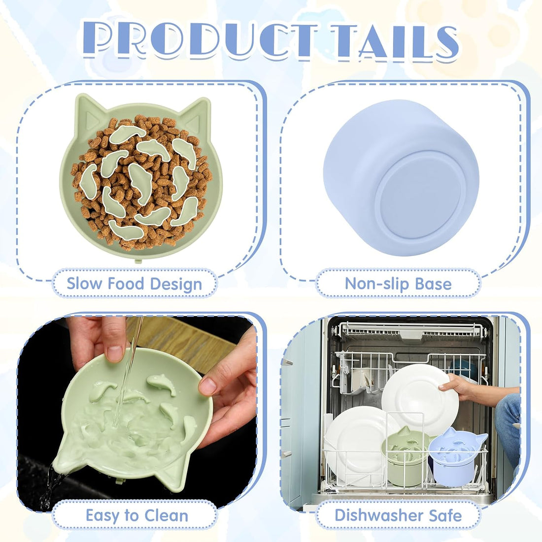 Funnymoom 2 Pack Silicone Cat Slow Feeder