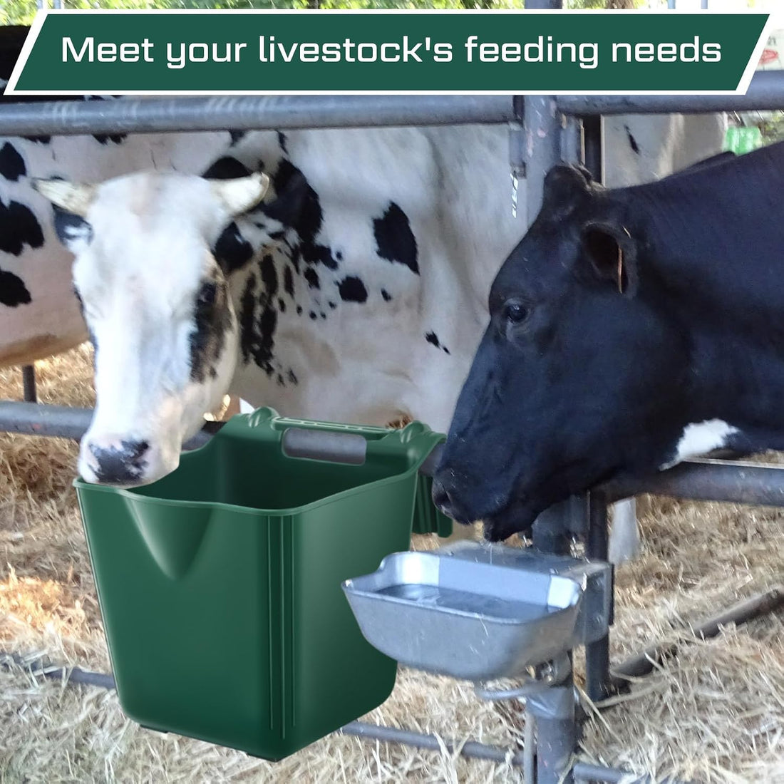4 Pcs 15 Quart Plastic Hook Over Horse Feed Bucket for Stall Fence
