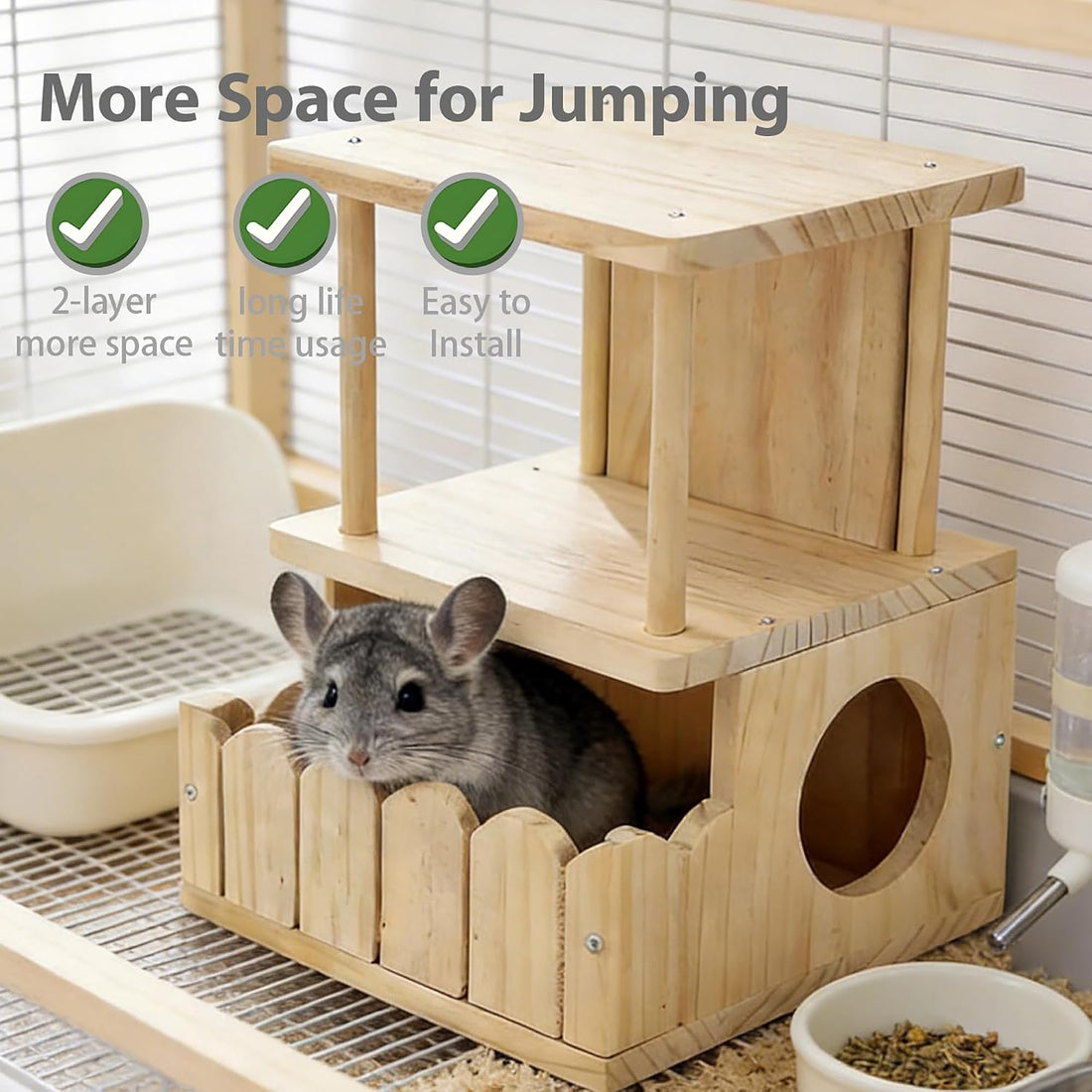 Chinchilla Hideout House Solid Wooden Chinchilla Cage Accessories