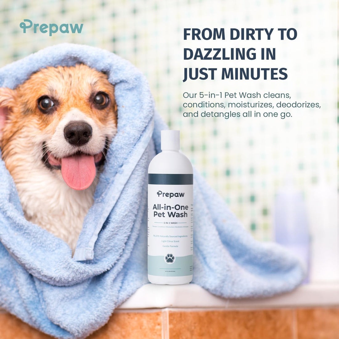 Pet Wash - 5 in 1 - Natural Ingredients - Gentle for Sensitive Skin