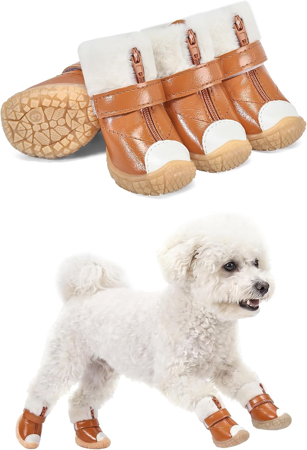 Haloumoning Dog Shoes Waterproof Non-Slip Booties for Small Medium