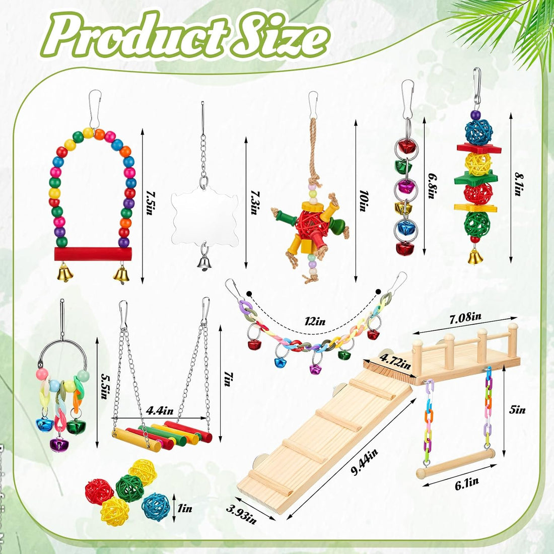 14 Pcs Parakeet Cockatiel Bird Toy with Platform