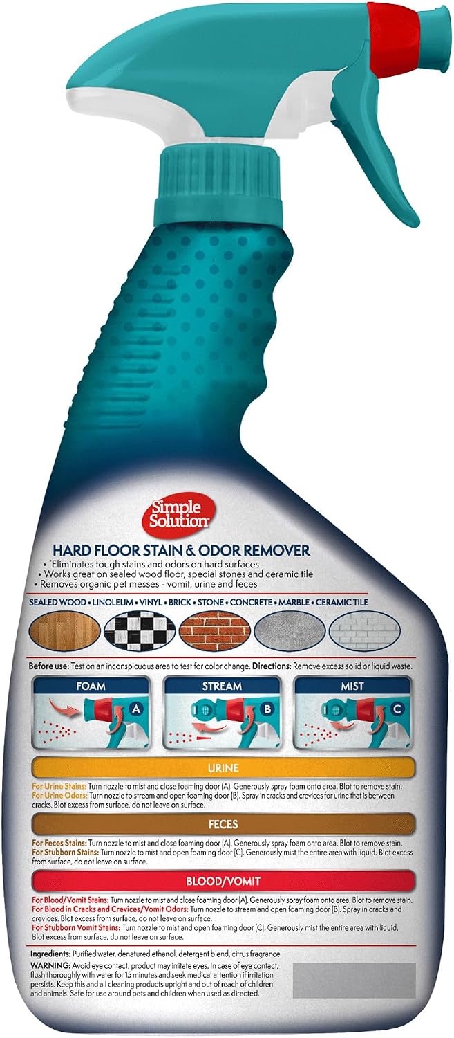Simple Solution Hard Floor Dog Stain & Odor Remover, Enzyme Cleaner
