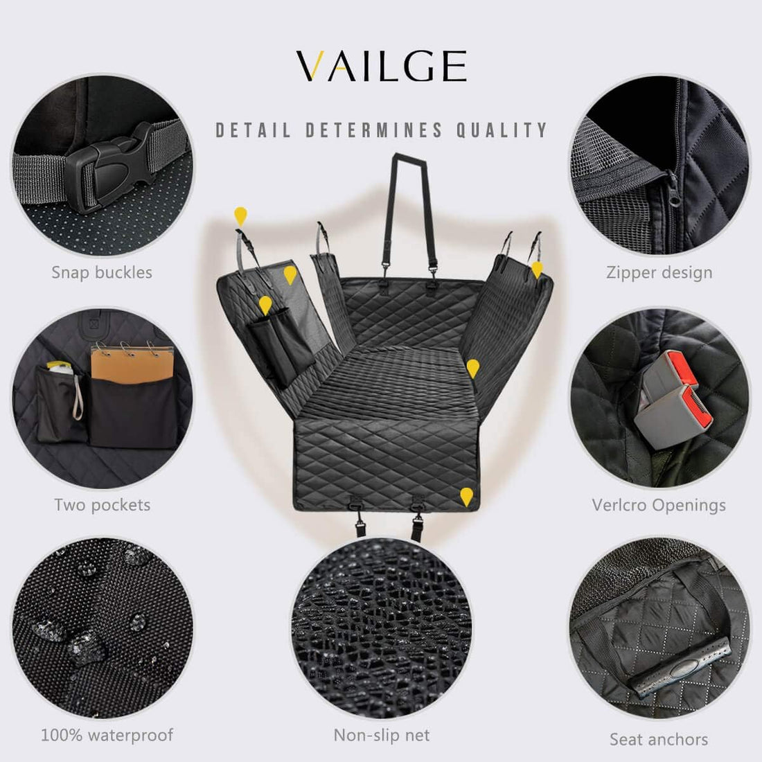 Vailge Dog Car Seat Cover for Back Seat