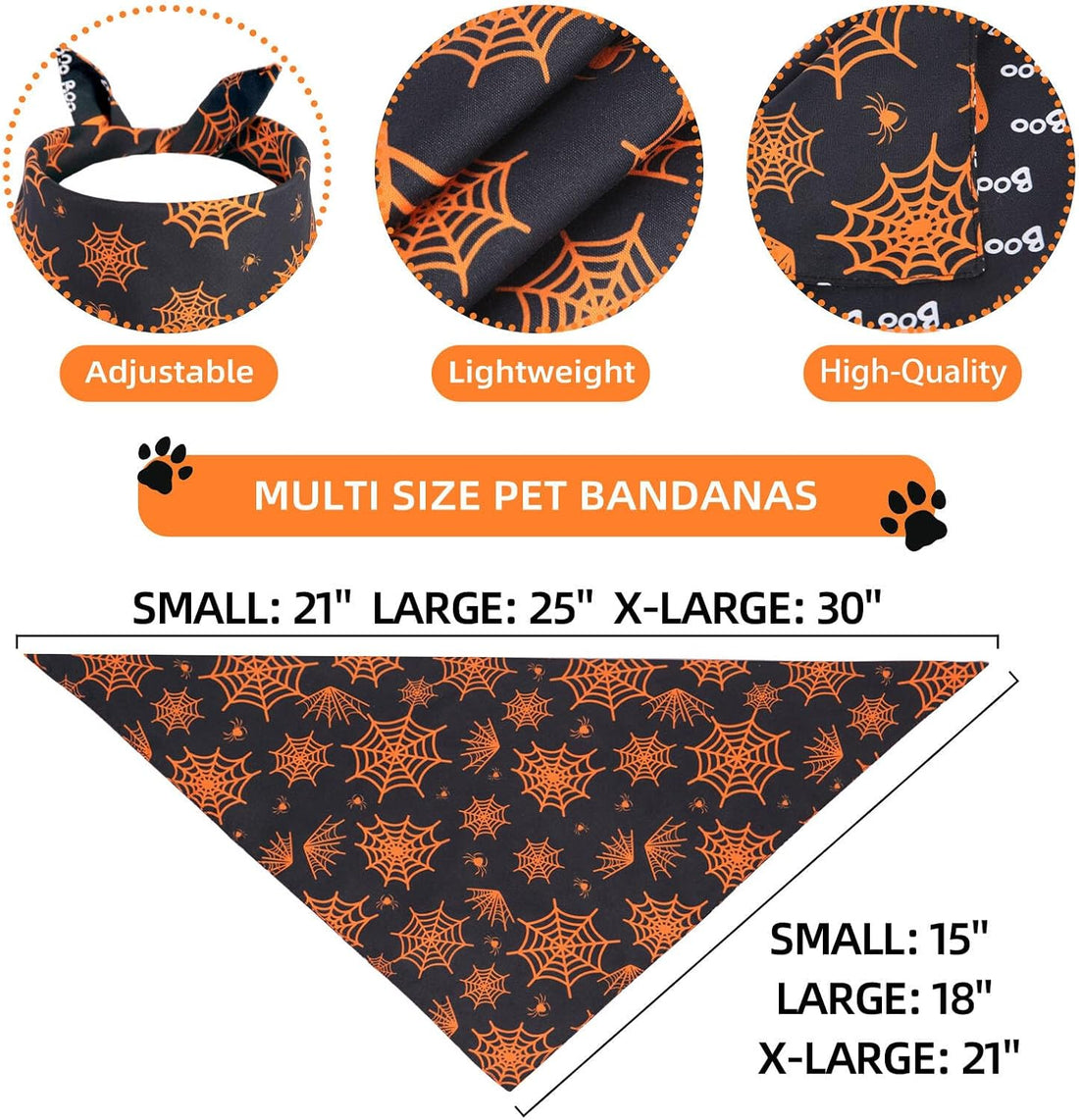 Halloween Dog Bandanas XLarge 2PCS, Fall Bibs for Boy and Girl