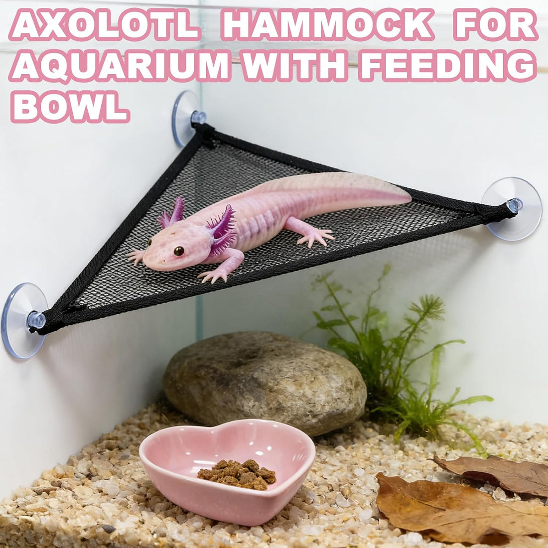 Axolotl Hammock for Aquarium with Feeding Bowl