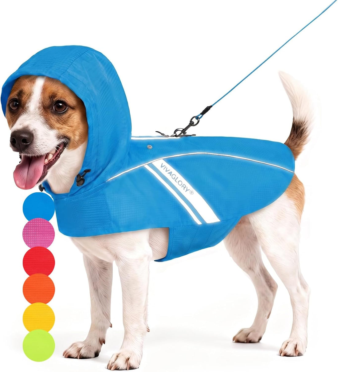 VIVAGLORY Dog Raincoat Wetoff Dog Rain Coat, S, Blue