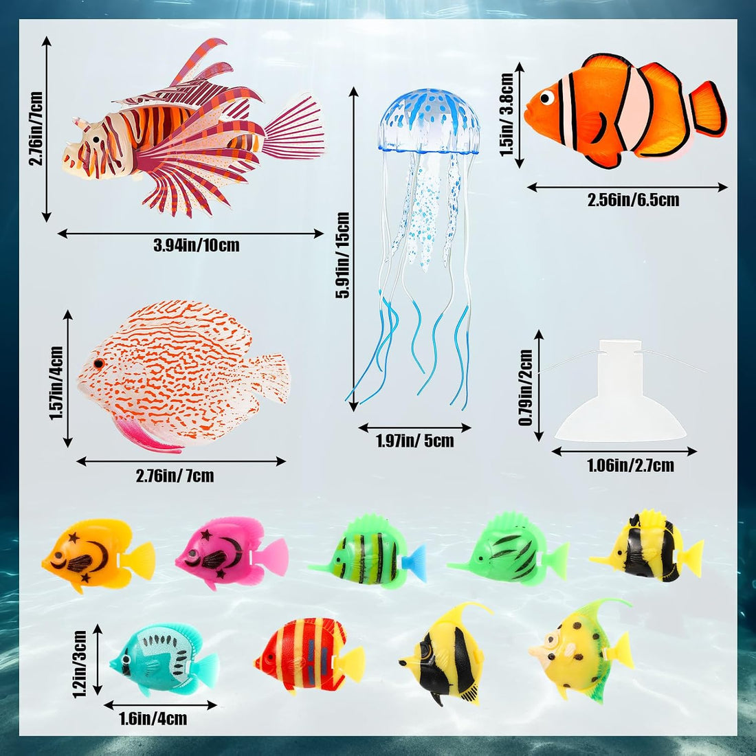 Weewooday 7 Pcs Artificial Fish Glowing Effect