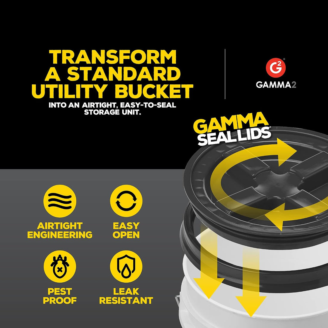 GAMMA2 Gamma Seal Lid - Pet Food Storage Container Lids - Fits 3.5, 5