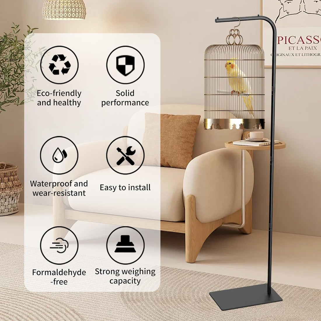TBTFW 67 Inch High Hanging Bird Cage Stand