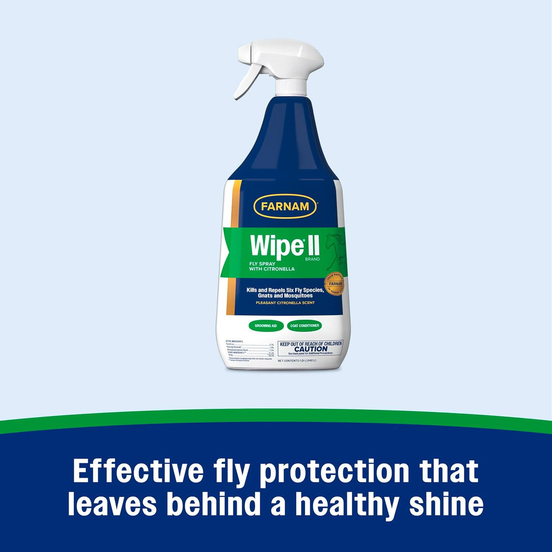 Farnam Wipe II Horse Fly Spray with Citronella, 32 oz Spray