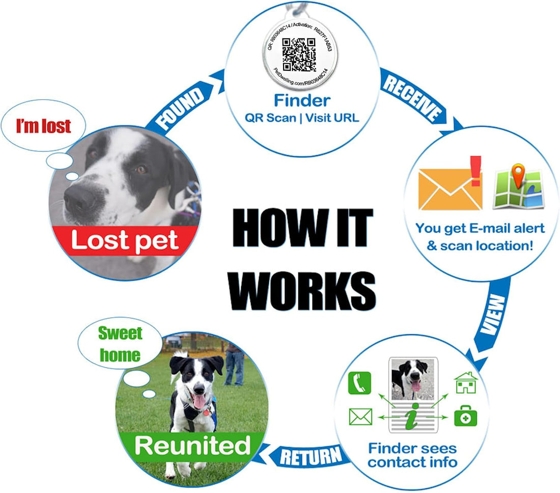 Pet Dwelling Easy Scan QR Code Pet ID Tag for Dogs & Cats