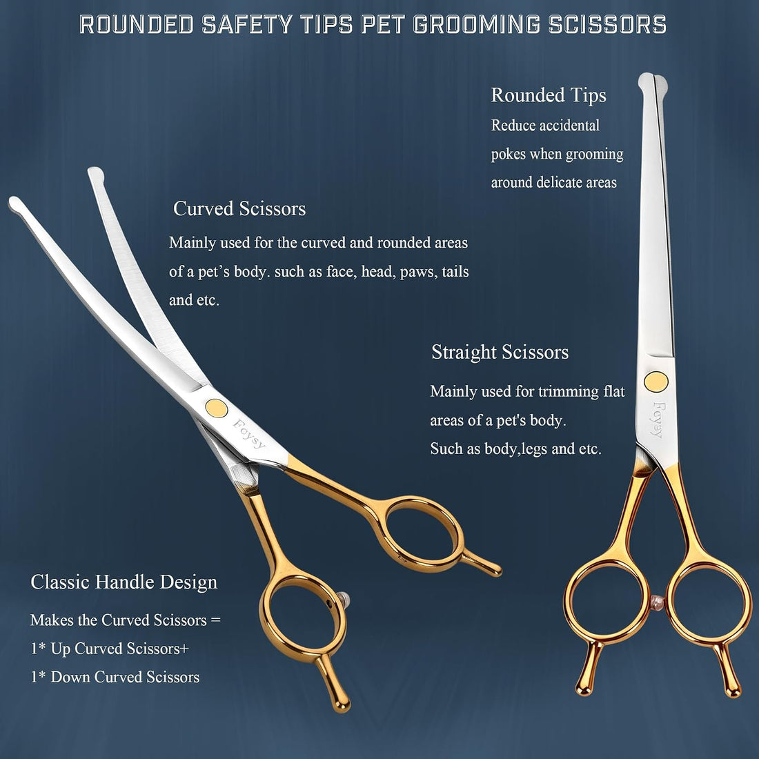 Dog Grooming Scissors Kit, Curved Pet Grooming Shears Set