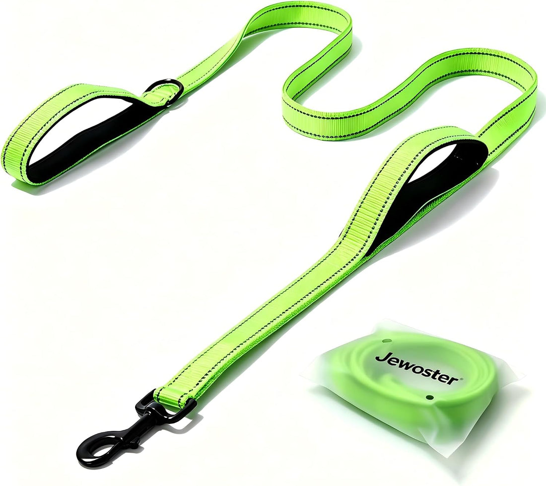 Heavy Duty Dog Leash - 2 Handles by Padded Traffic Handle for Extra
