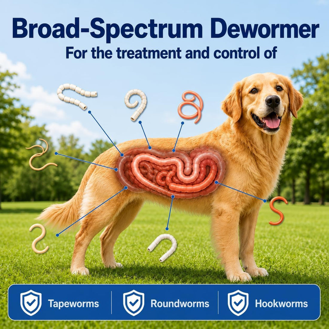 Dewormer for Dogs ,Triple De-wormer Tablet for Small