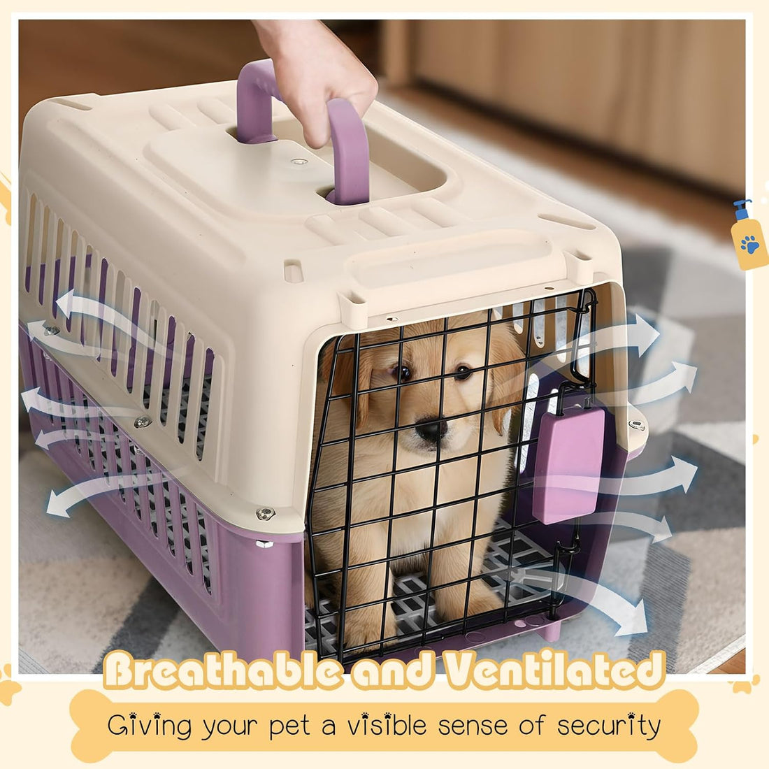 2 Set Hard Plastic Pet Carrier Breathable Dog Cat