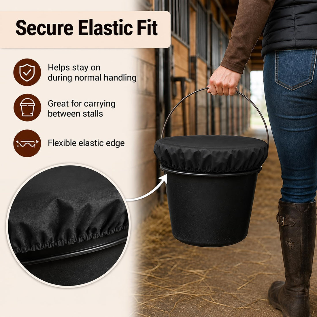 Horse Bucket Cover for Feed Buckets for Horses, Waterproof