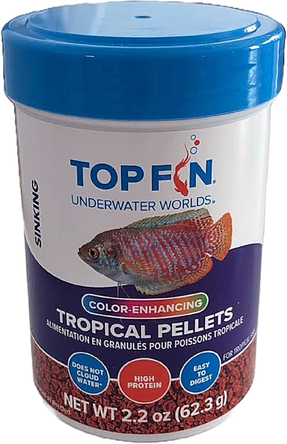 Top Fin Color-Enhancing Tropical Pellets for Tropical Fish 1-2.2 oz