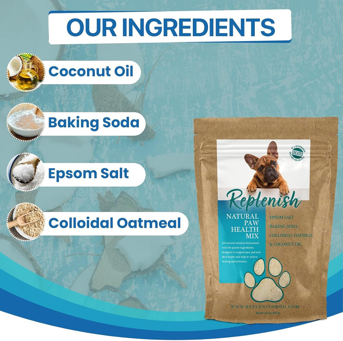 Replenish Epsom Salt for Dogs Paws Soaking Solution for Dry Cracked
