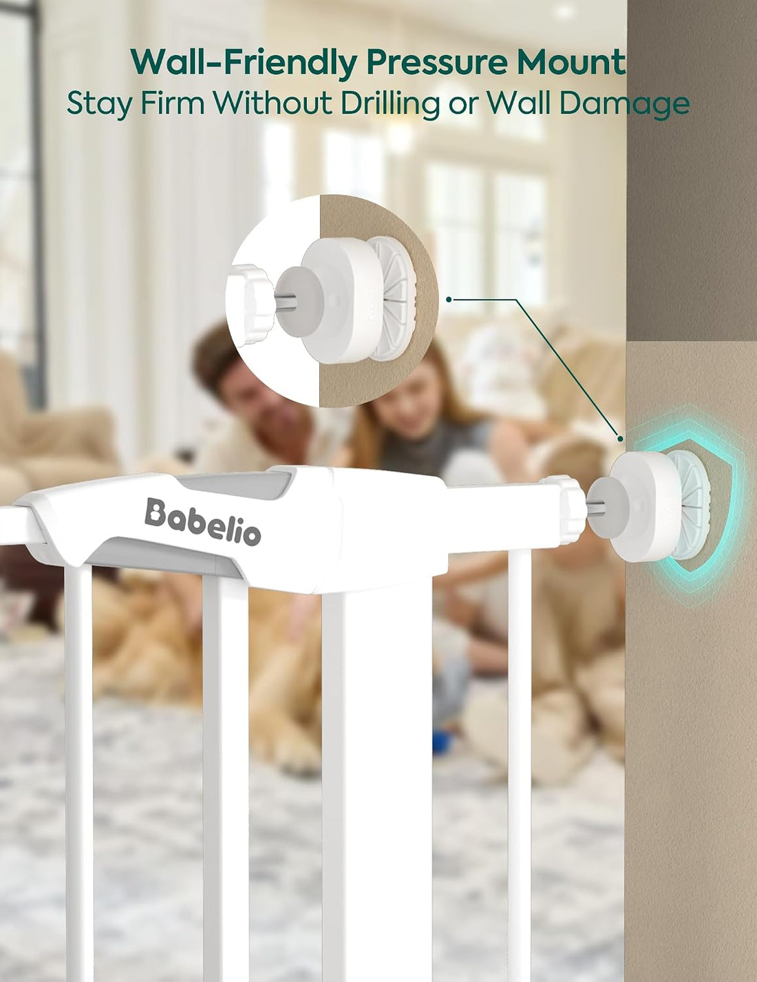 Babelio Auto Close Baby Gate with Cat Door,29-43" Metal Gate
