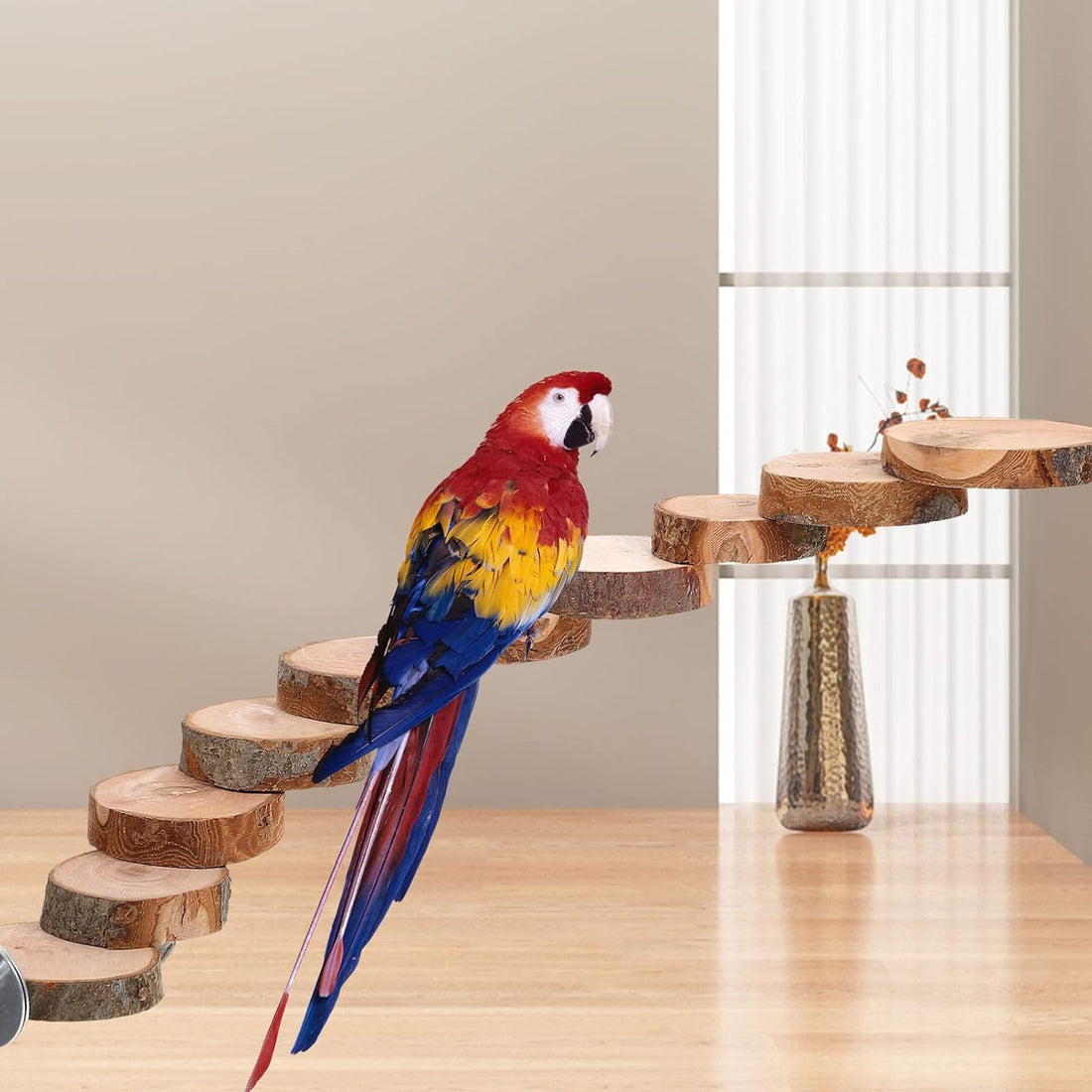 Kisangel Natural Wood Bird Ladder for Cage