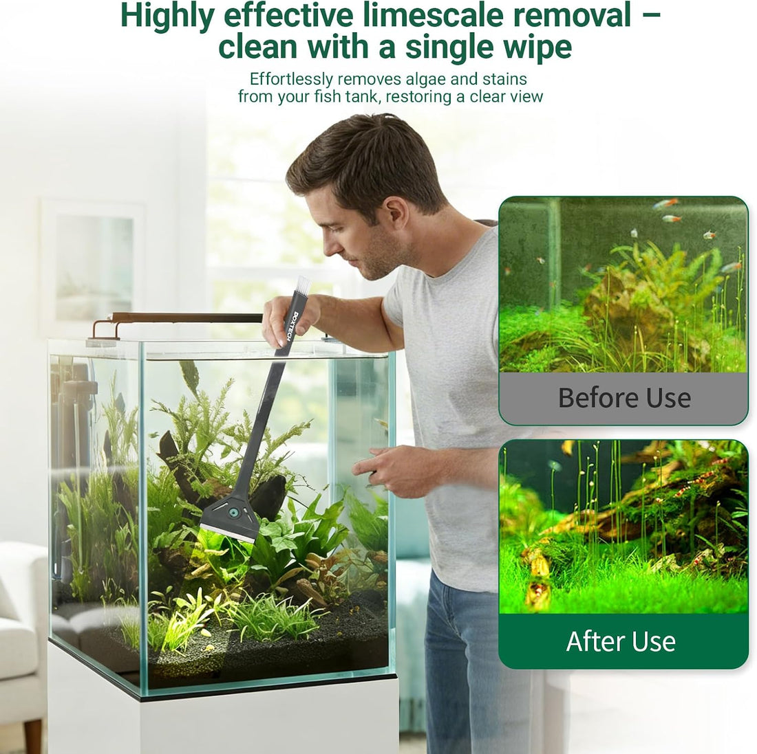 boxtech Aquarium Algae Scraper with Dual Head Design for Small Tanks