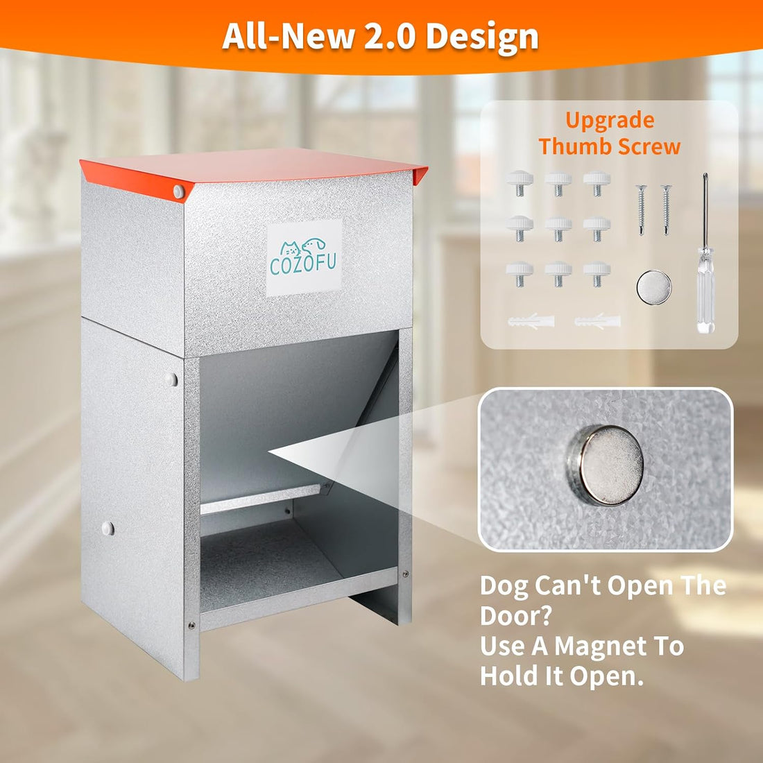 Dog Feeder Galvanized Pet Food Automatic Gravity Dispenser 25lbs