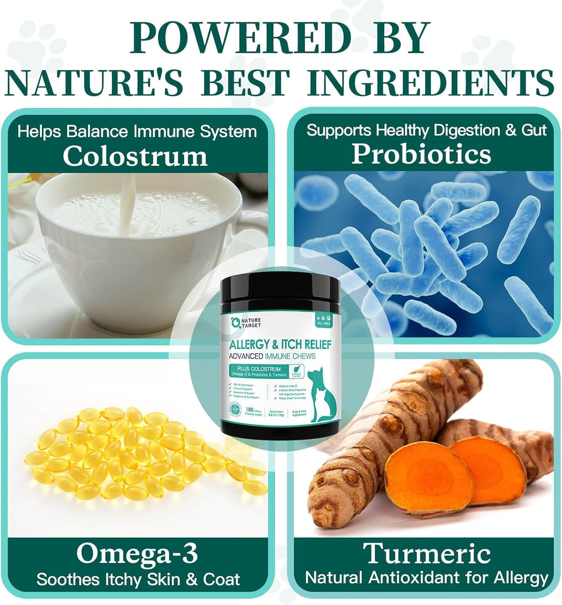 NATURE TARGET Dog Allergy Relief Freeze Dried Chews, with Probiotics