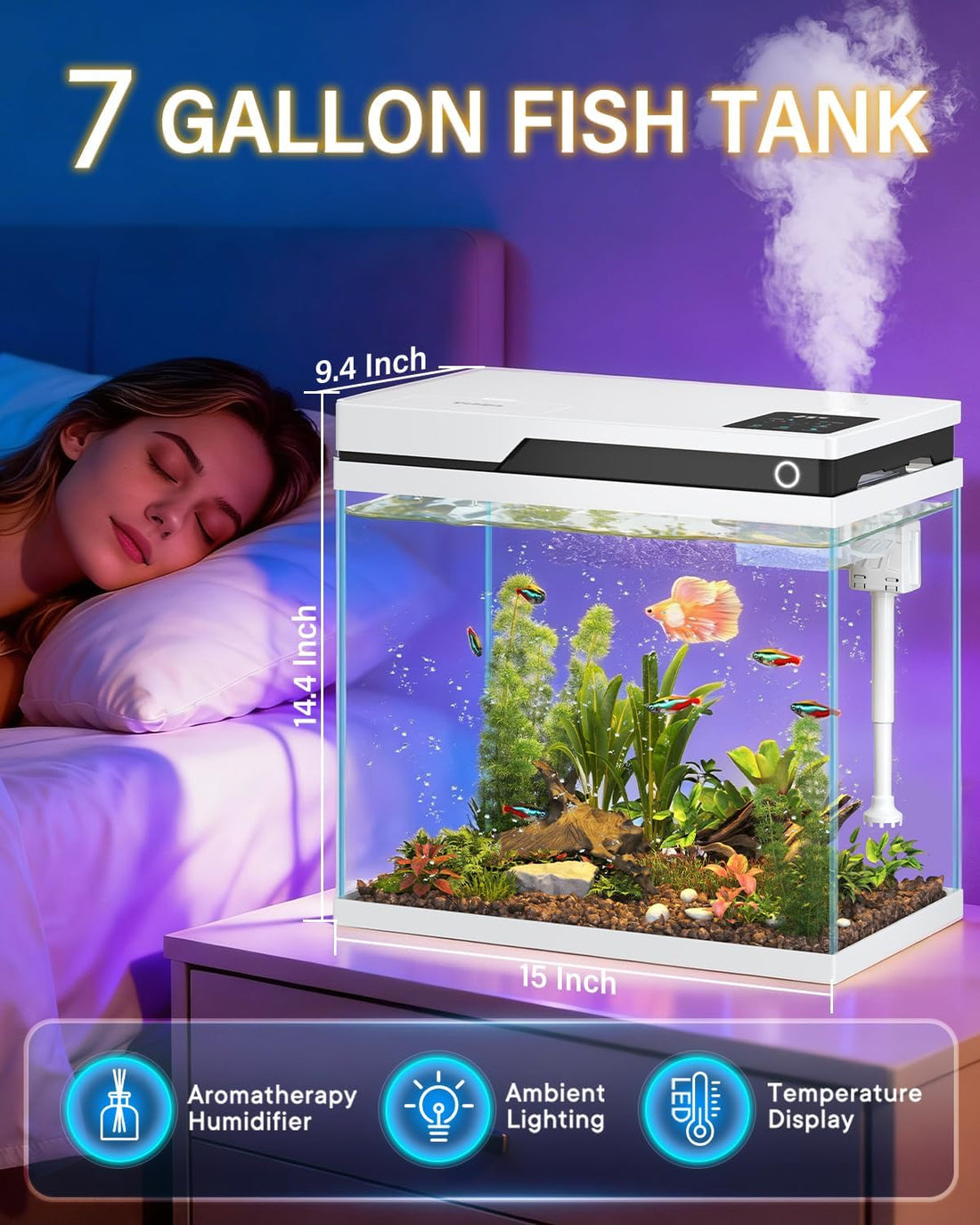 Fish Tank, Smart Fish Aquarium Kit 7 Gallon