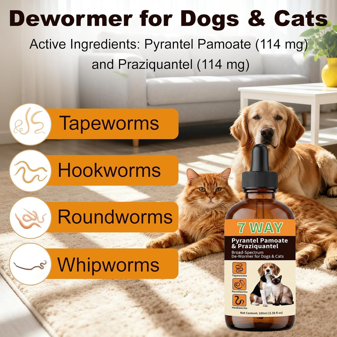 7-Way Dewormer Liquid for Dogs & Cats