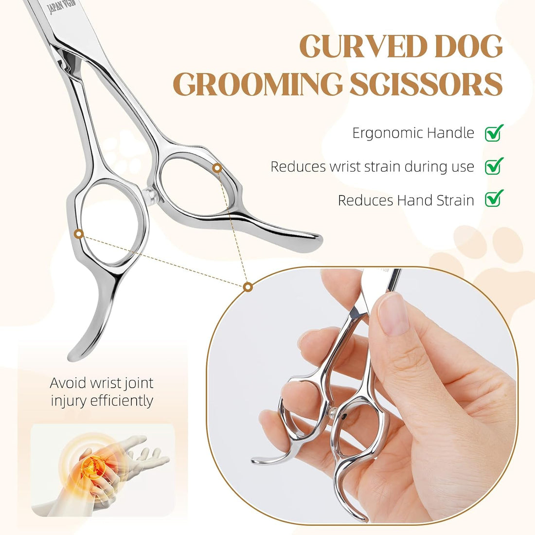 YUJINXI Curved Dog Grooming Scissors 7.5 In