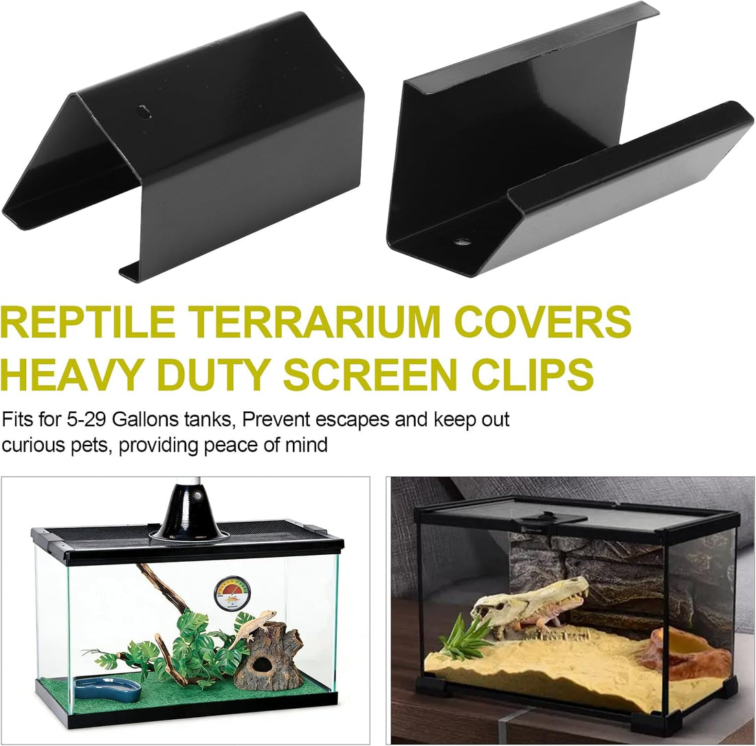 6Pack Reptile Terrarium Covers Heavy Duty Screen Clips for 5-29
