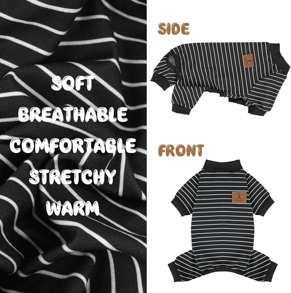 XPUDAC 4 Pack Dog Pajamas Striped Dog Clothes for Small Medium Dogs