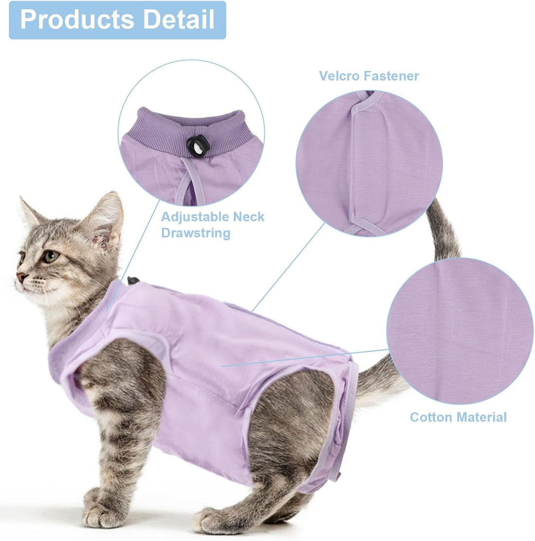 2PCS Cat Recovery Suit - Breathable Cat Surgical Recovery Suit