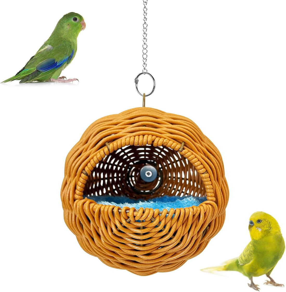 BNOSDM Bird Nest with Soft Pad Hanging Small Parrot Bed Set (Blue)