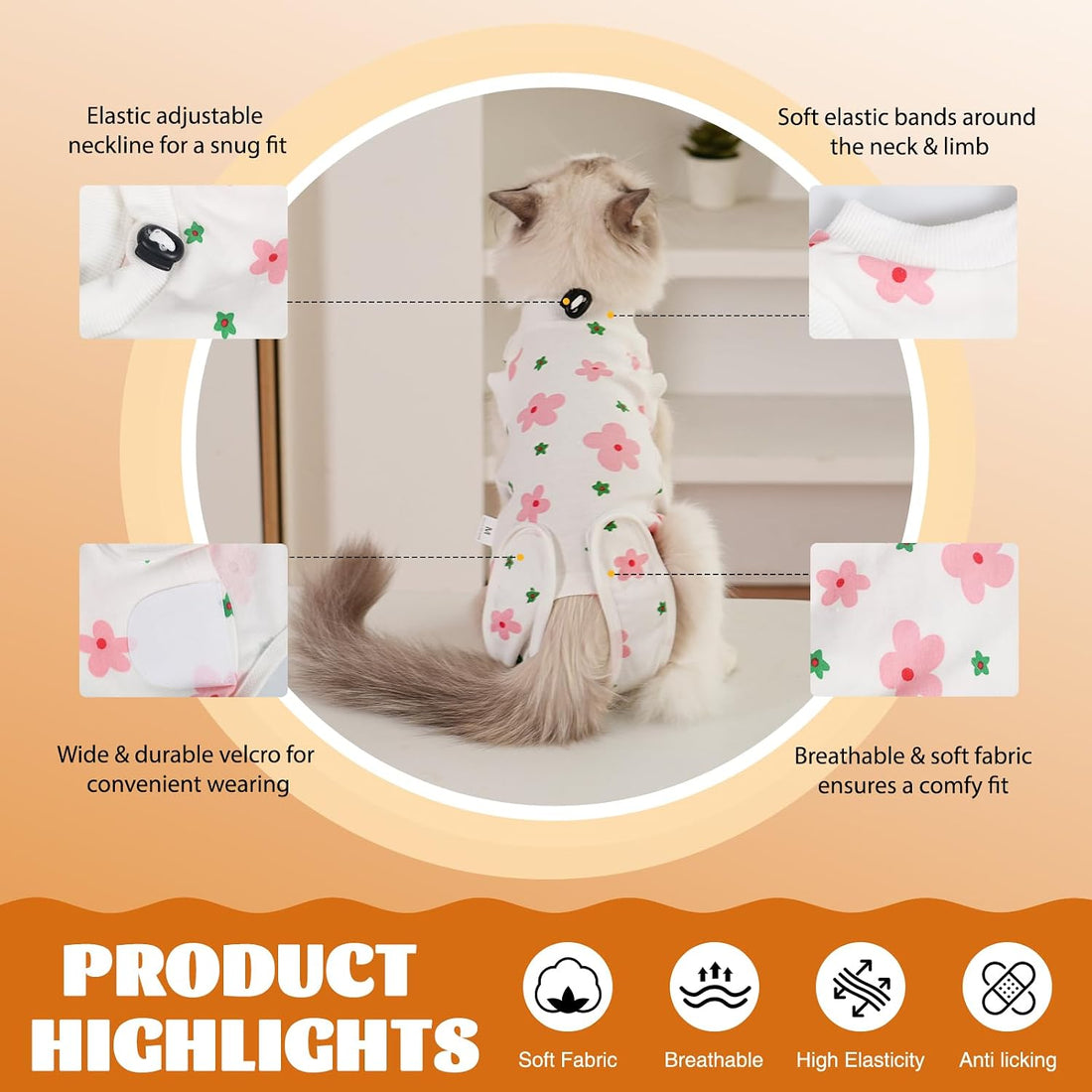 Cat Surgery Recovery Suit, Kitten Anti-Lick Onesie After Spay